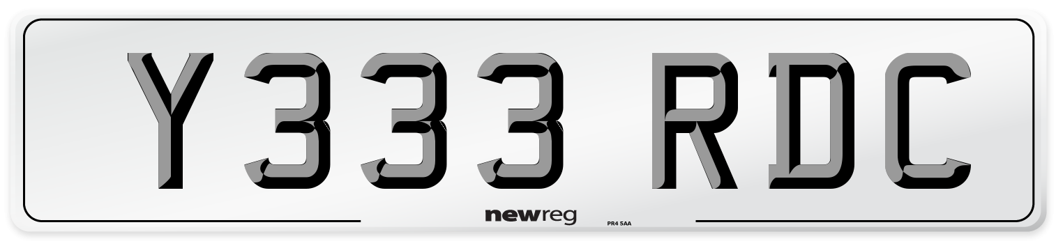Y333 RDC Number Plate from New Reg